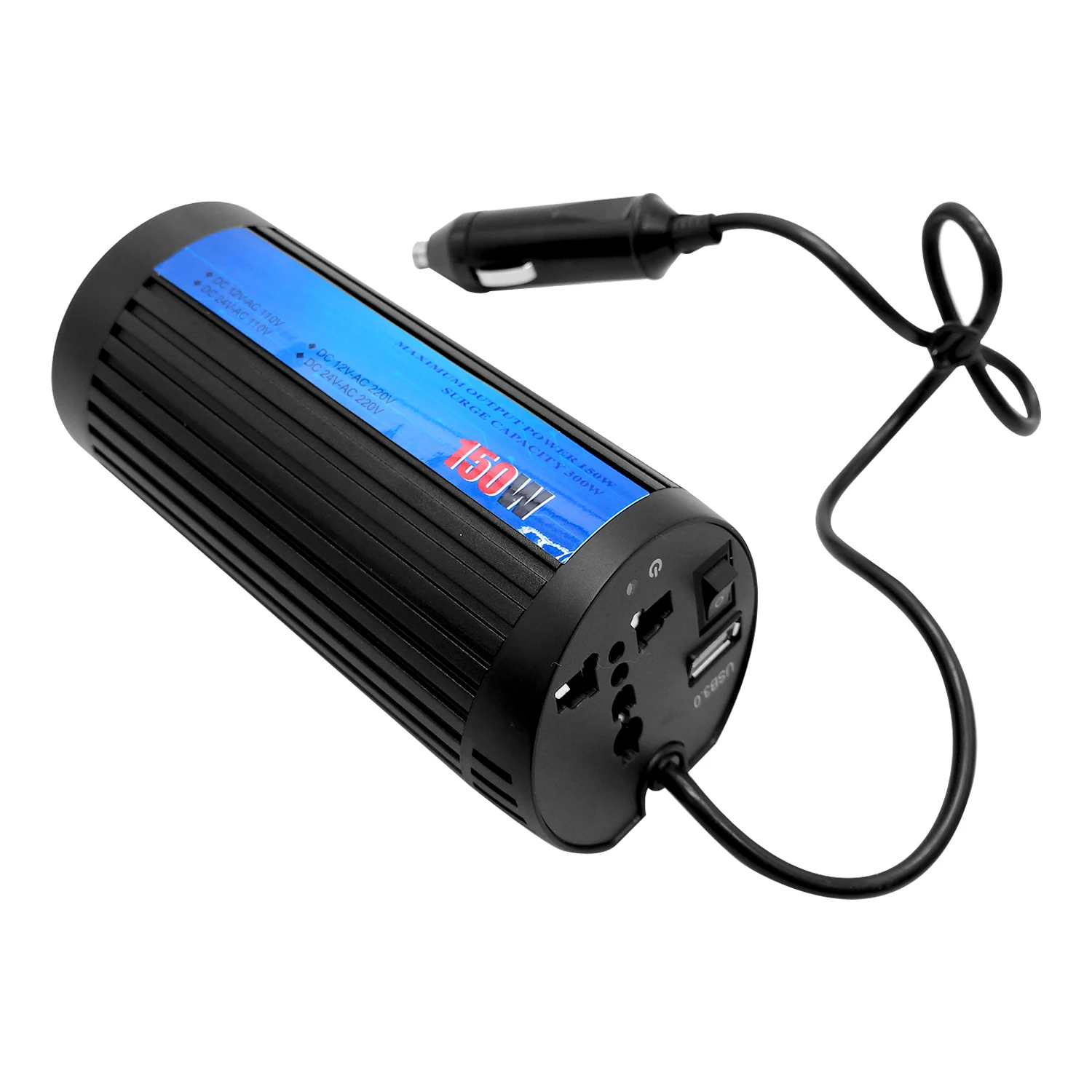 GCSOAR Cup Shape Modified Sine Wave Car Power Inverter 150W DC 12V to 220V 110VAC  USB Battery Charger Socket Voltage Converter