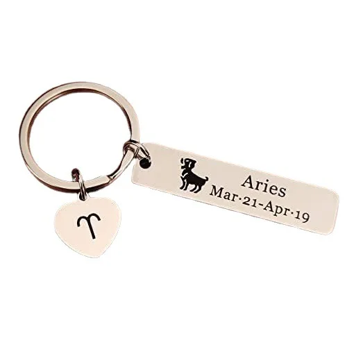 Xinxing INS Hot Creative 12 Constellations Rectangle Pendant Stainless Steel Keychain For Men Women Friends Birthday Gifts