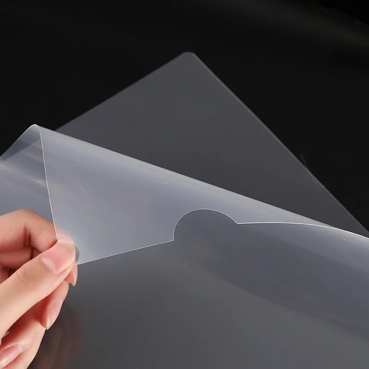 Wholesale transparent document L shape pocket a4 pp plastic clear file folder