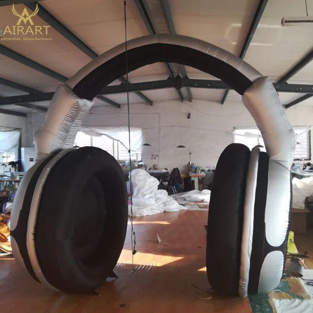 hot sales customized shape inflatable headphones earphones model for advertising