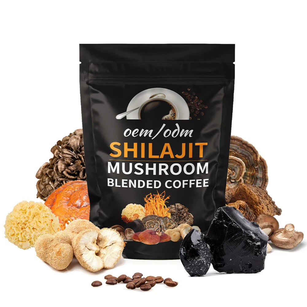 Экстракт грибов OEM Shilajit оптовая продажа розничная мгновенный кофе lingzhi здоровый черный для улучшения иммунной системы