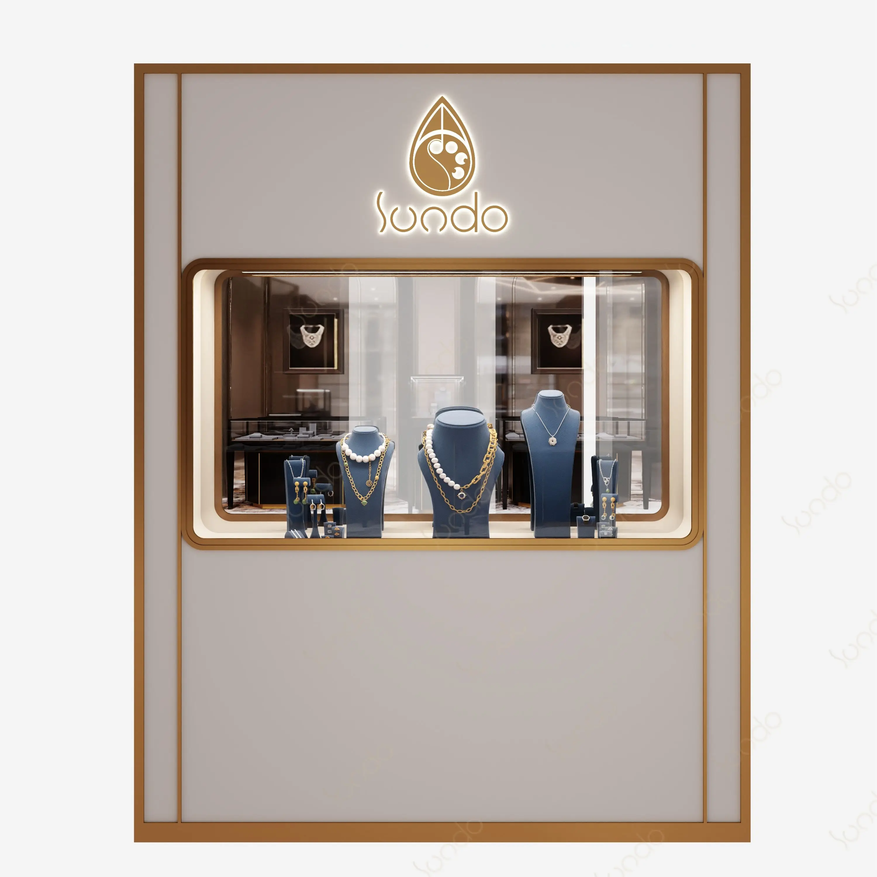 SUNDO factory wholesale custom jewellery watch display cabinet store jewelry display wall cabinet for jewelry store furniture