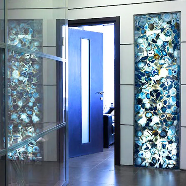 Квадратная настенная плитка из голубого агата, декоративная плита для дома