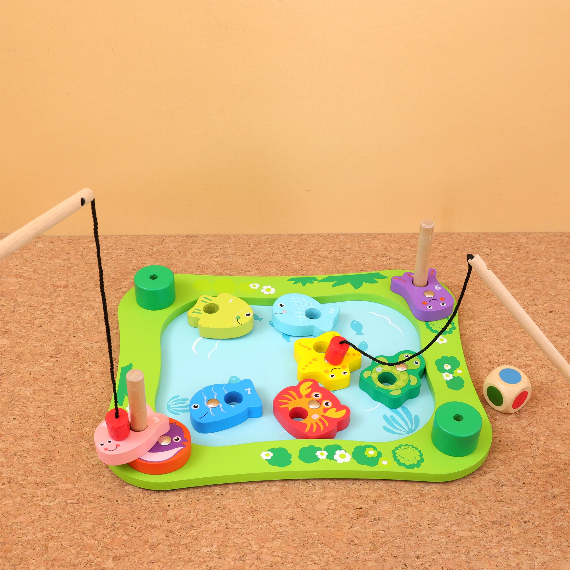 Good quality children magnetic fishing game puzzle toy wooden fishing game toy for toddlers fish catching