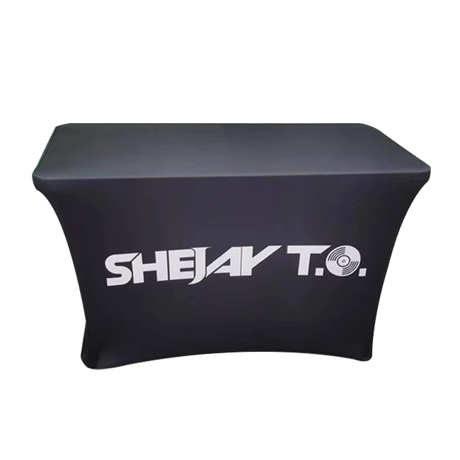 Custom logo Printing 4ft 6ft 8ft Customize Advertising Fitted Stretch Table Cloth Drape Table Cover