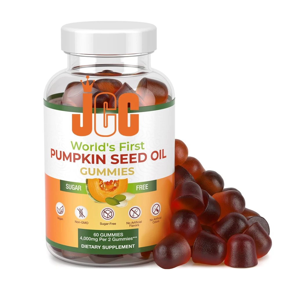 Private label Natural Pumpkin Seed Oil Supplement Gummies with Omega 3 & 6 Boost Metabolism and Hair Skin Health gummies