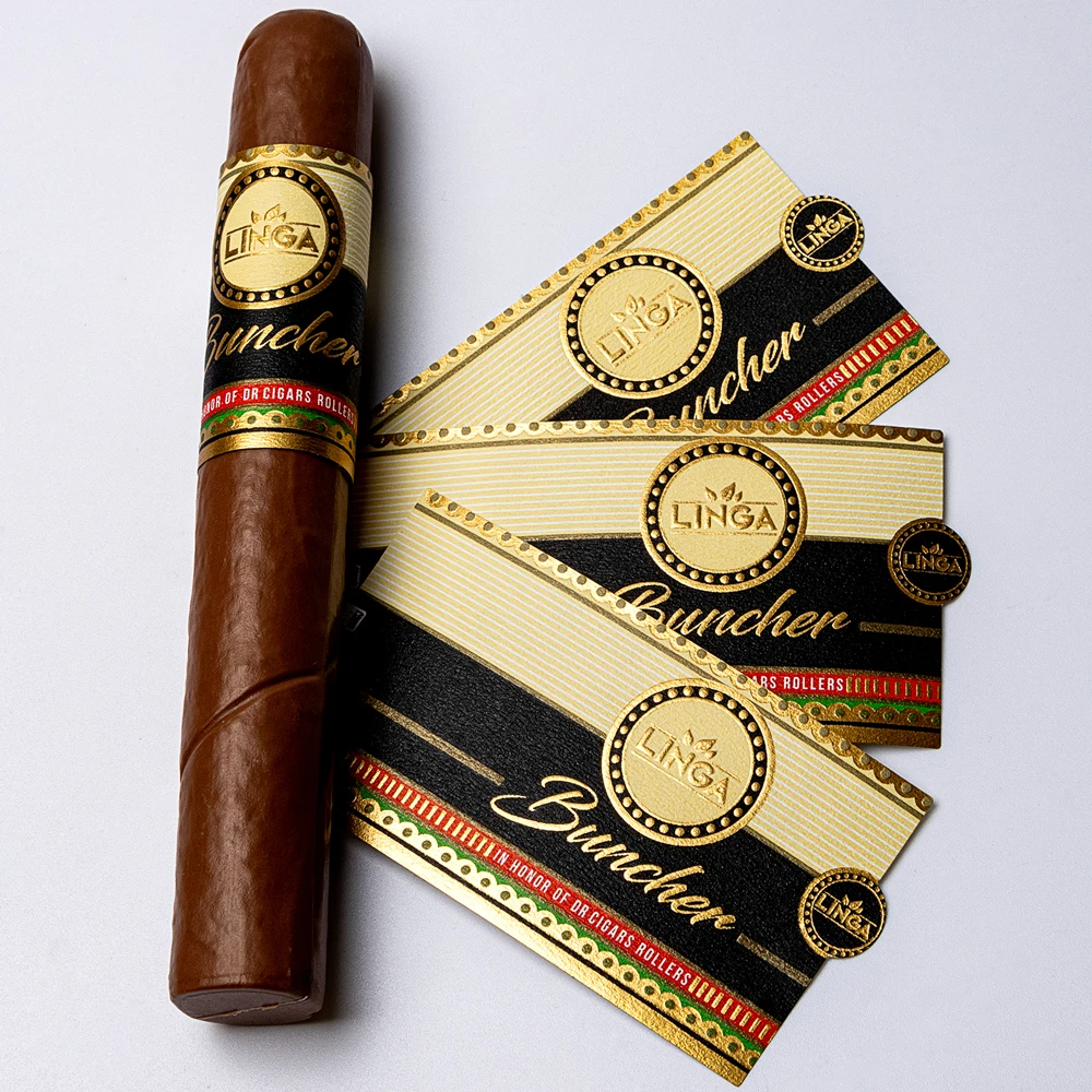 Custom Printing Luxury Cigar Ring High Quality Logo Hot Stamping Gold Foil Embossed Cigar Label Stickers