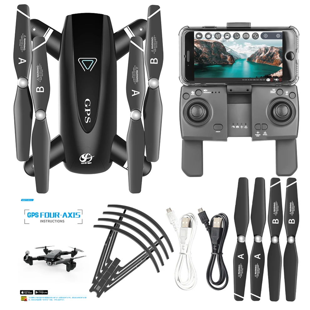 Foldable Les Photo Shoot Drone Fvp Rs 500 Gsm  GPS VR  With Double Camera Dron Con Luces Led