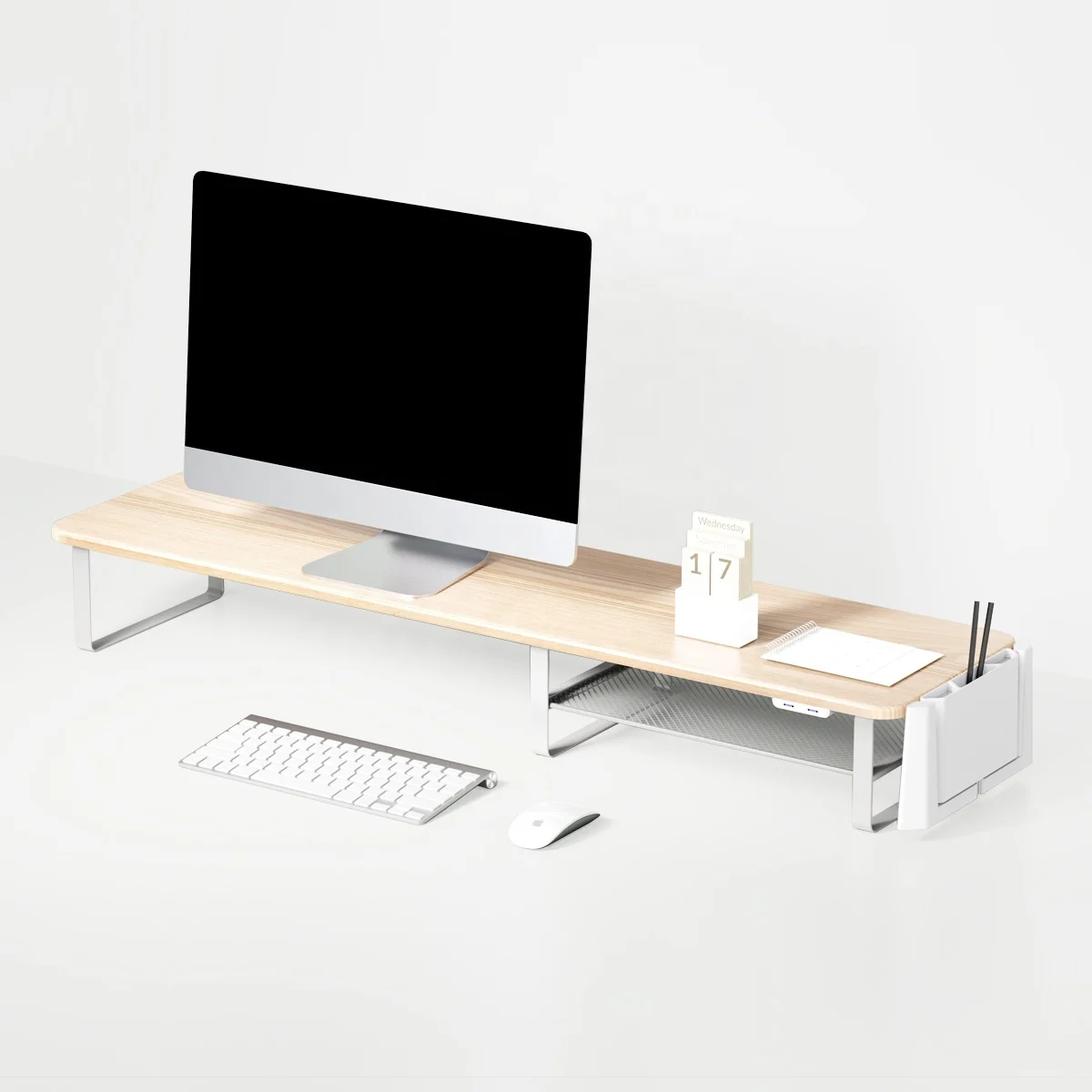 NEW Metal SHD-PRO-USB-C Wood Extended Dual Screen Desktop gaming monitor stand riser With vertical laptop stand