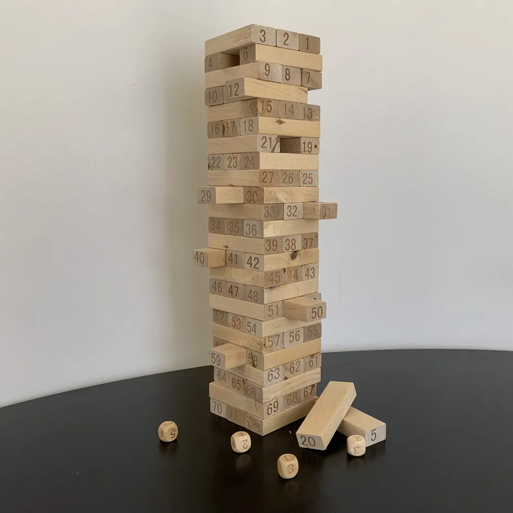 Пользовательские Семья настольная игра игрушки 72 шт. здания баланс башни деревянный Игровой набор Укладка блоков с кубиком