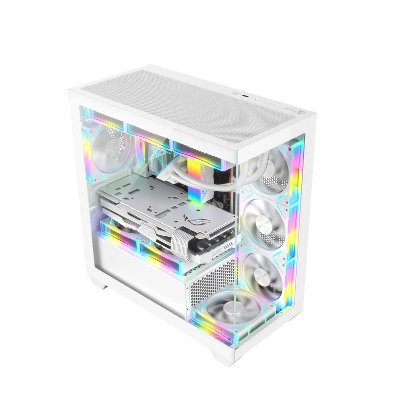 New Arrival RGB White Computer PC Case Gaming Mid Tower Support MATX Mini-ITX Motherboard Casing Gaming Case Gamer PC Cabinet
