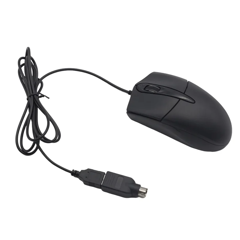 Wired PS2 Optical 3 Button Mouse with 1000 DPI and Illuminated Wheel, Black