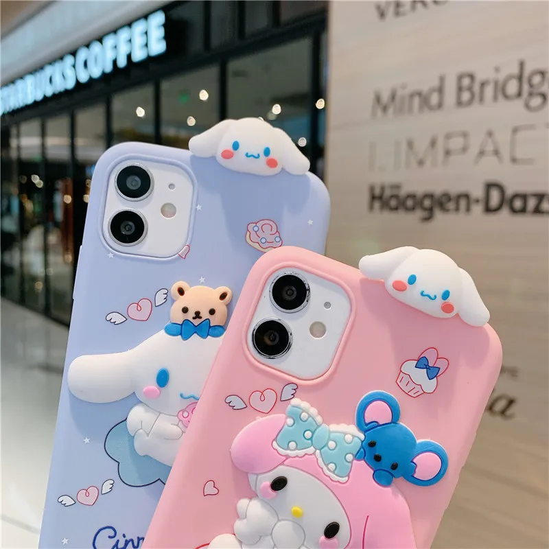Cartoon Cute Melody Cinnamoroll Phone Case For iPhone 7/8 XR 11 12 13 14 15 16 Pro Max Shockproof Cover Mobile Phone Accessories