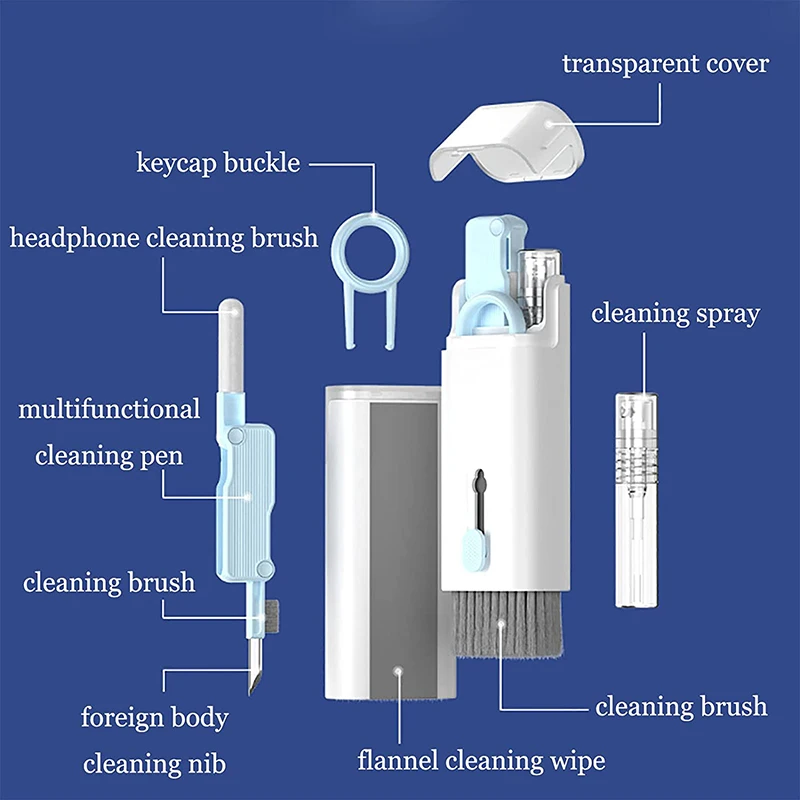 7 In 1 Keyboard Cleaner Kit Portable Multifunctional Cleaning Tool for Earbud Cell Phone Laptop Computer