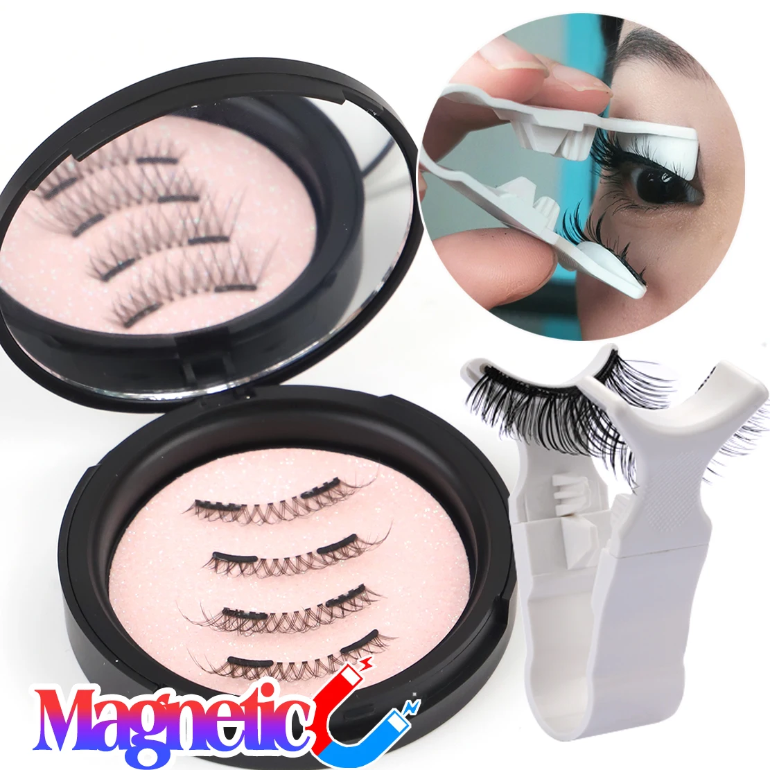 New Easy to Wear Quantum Magnetic Lash Magnetic Soft Eyelash no GLue no Eyeliner with Applicator without Glue