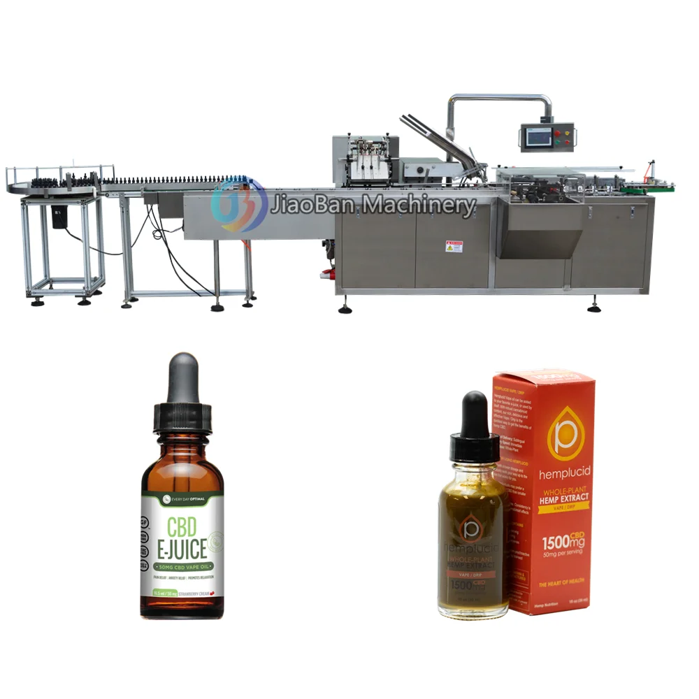 Shanghai JB Machinery Automatic 1oz 2oz essentila oil cbd hemp oil bottle cartoning machine box packing machine