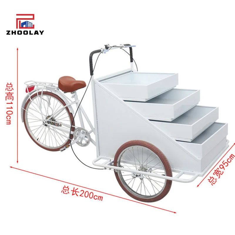 Outdoor Sunshade Dining Cart Shopping Mall Food And Snack Flower Shop Float Bar Beer Wrought Iron Market Stall Cart