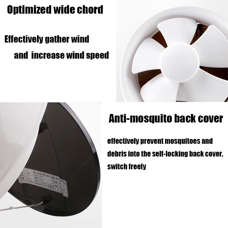 Round ventilating fan AS back cover round ventilation fan Pull cord switch control 6 inch kitchen window mounted  exhaust fan