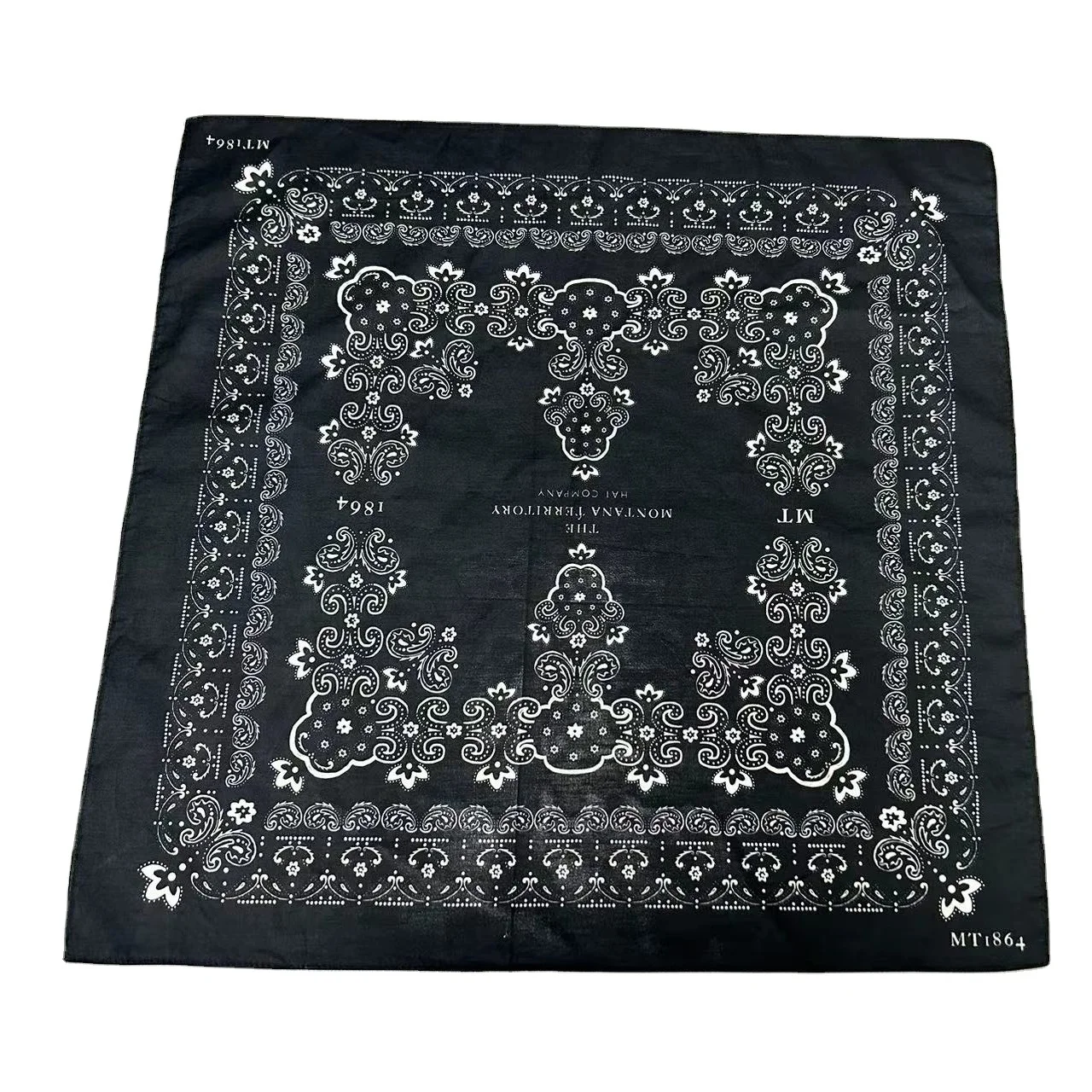 High quality square  cotton paisley bandana custom logo double side hand screen print bandana