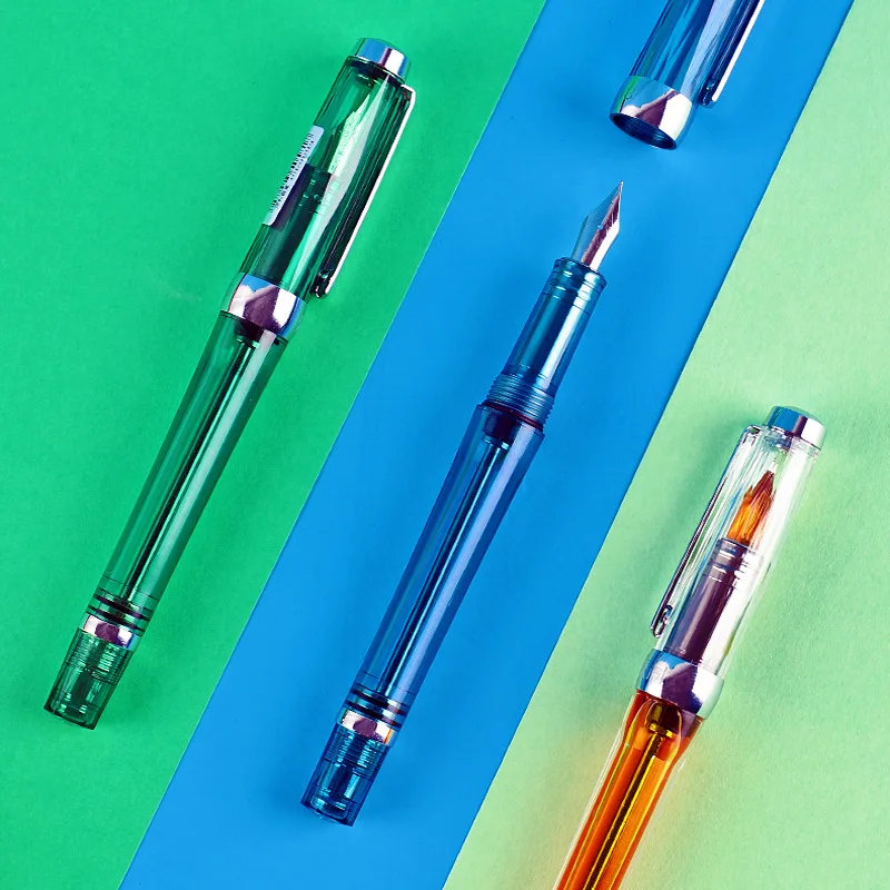 Top Selling New Design transparent suction fountain pen for stationery