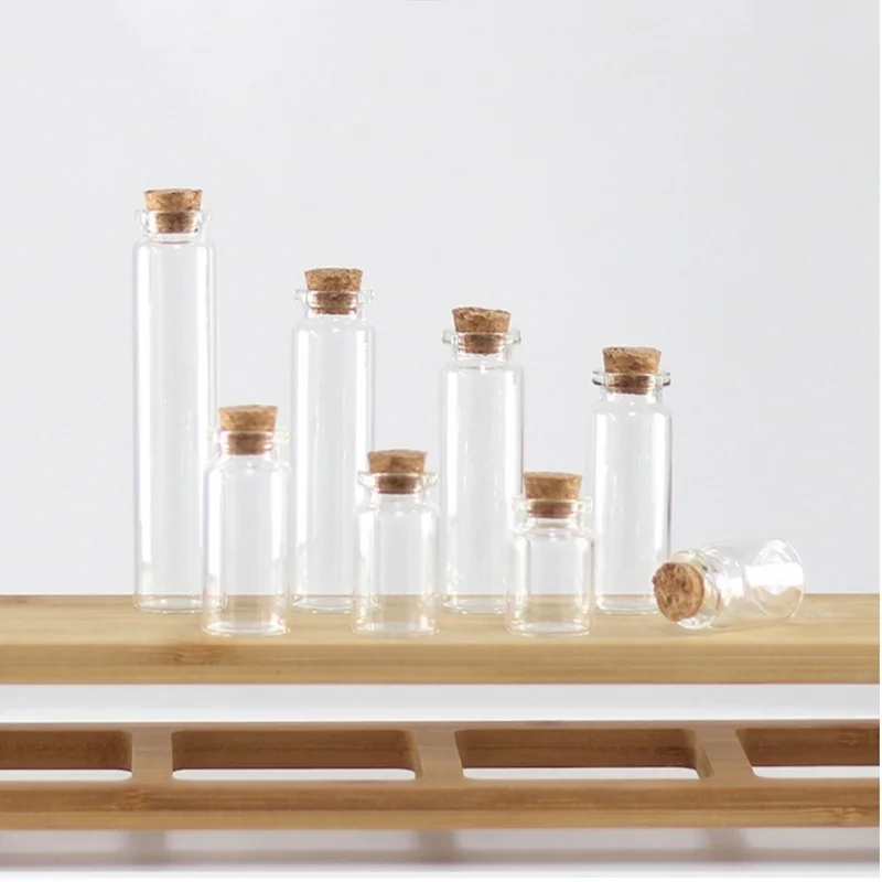 Transparent Glass Bottle Diy Decoration Mini Gift Message Saffron Bottle Wishing Bottle Vials With Cork