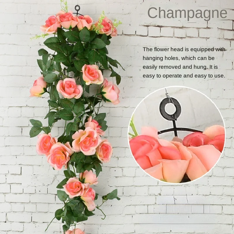 Artificial flower wisteria hanging basket simulated violet rose wall hanging wedding home decoration fake flower vine