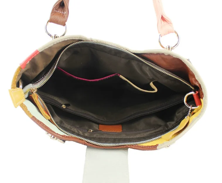 2022 popular new trendy fashion large capacity shoulder woven cow genuine leather bag patchwork tote bag women