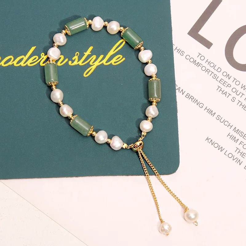 Hawaiian Bracelet Luxury Retro Natural Pearl Bracelet Jade Stone Beads Agate Bracelet