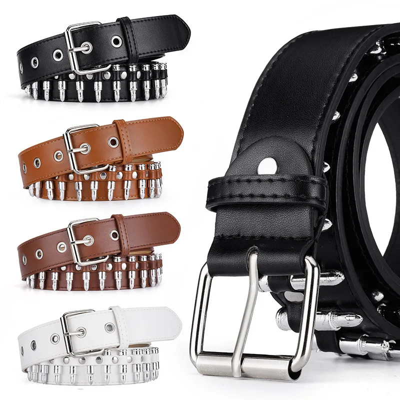 New Wide Pu Leather belt with bullet for decoration