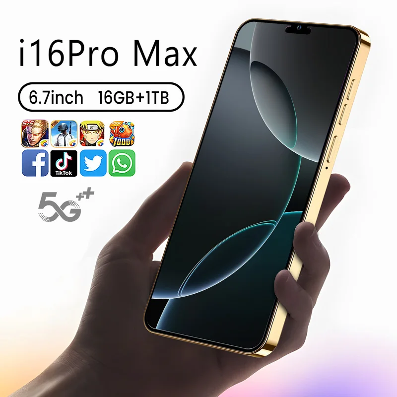 Original I16 Phone 16 Pro Max Neuf 6.7 Inch 16GB + 1tb Super Smartphone 10-core Celulares 16 Pro Max Unlocked Mobile Phone