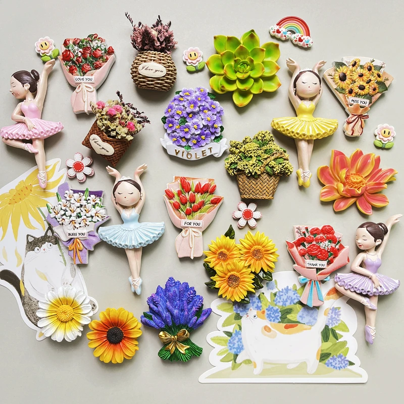 Free Samples Dry Flower Fridge Magnets Campanula Flower 3d Resin Refrigerator Magnets for Sale