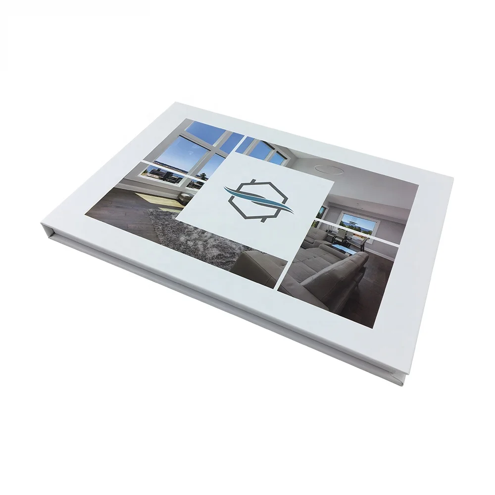 COTE Handmade Popular Hardcover 1GB 7 Inch LCD Video Brochure Digital Video Display Video Card