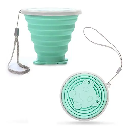 Collapsible Travel Cup Silicone Folding Water Cups with Lids Expandable Folding Drinking Cup For Travel Hiking Outdoor Sports