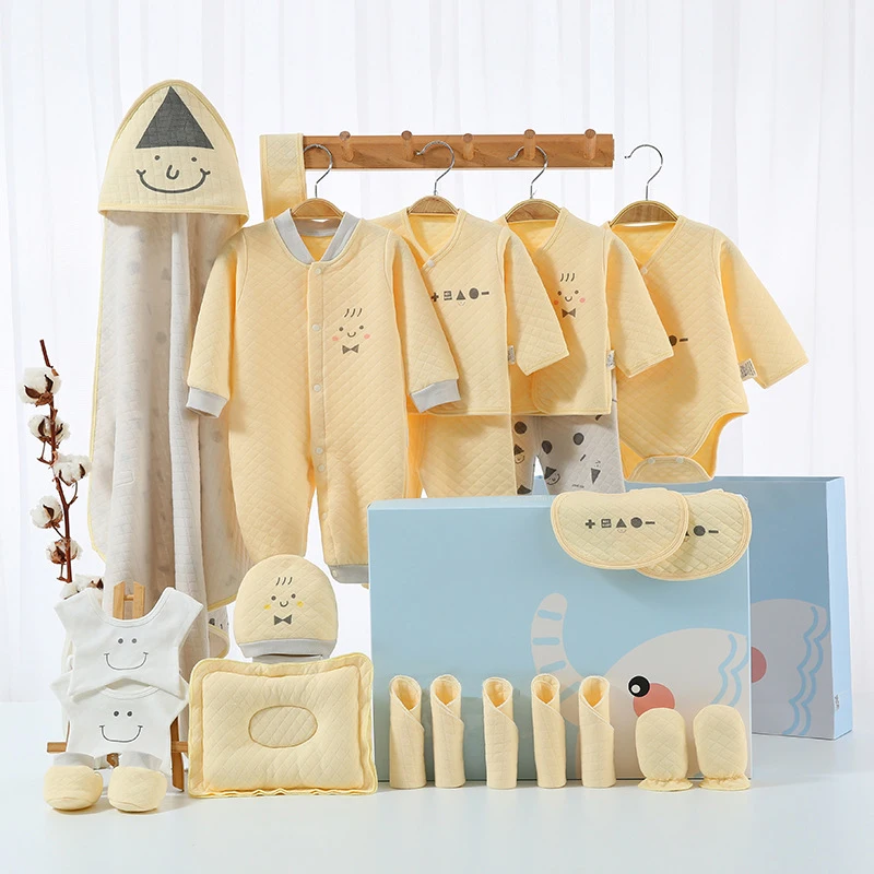 Custom Newborn Babies Gift Box Pure Cotton Clothing Sets Casual 18pcs 21pcs 23pcs New Born Baby Clothes Set In Blue