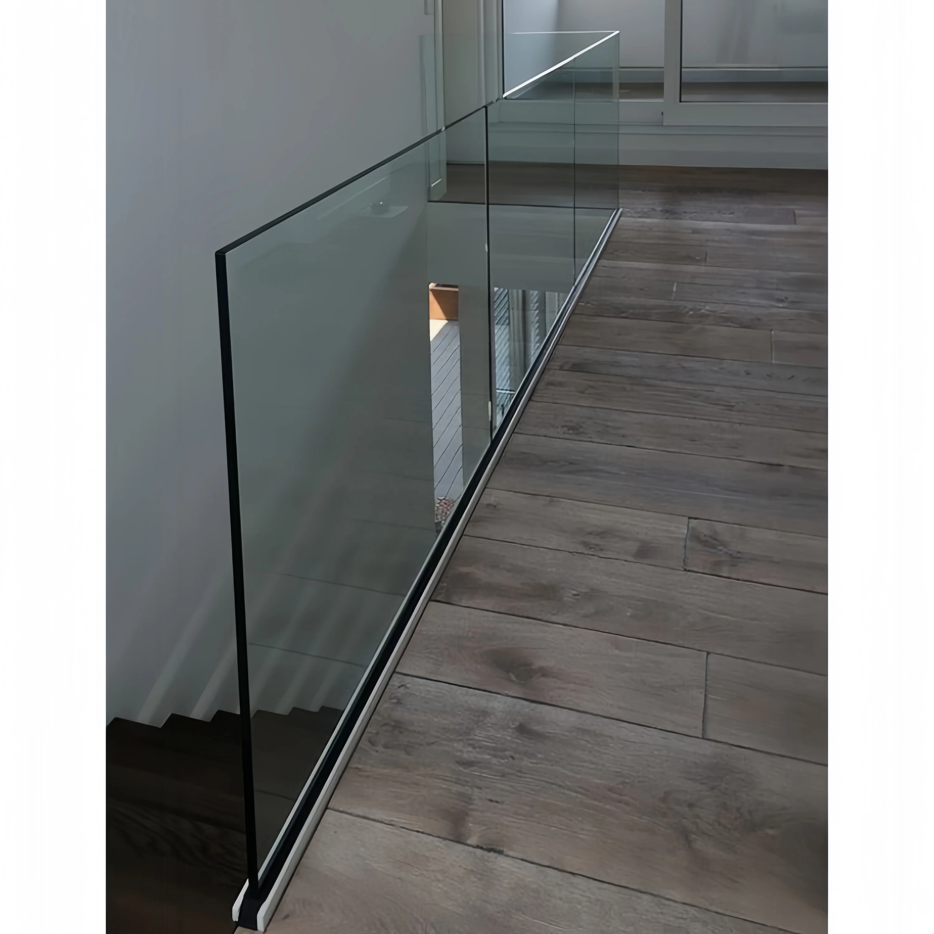 Customized American Tempered Glass Railing For Interior Stair Aluminium Channel Glass Railing Balustrade Stairs Fence for sale