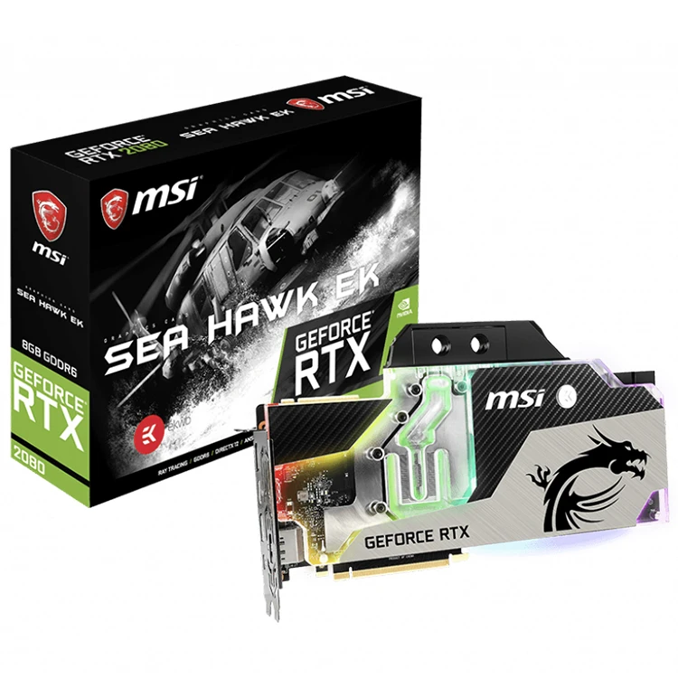 MSI NVIDIA GeForce RTX 2080 SEA HAWK EK X 8G Used Gaming Graphics Card with 8GB GDDR6 256 bit Memory