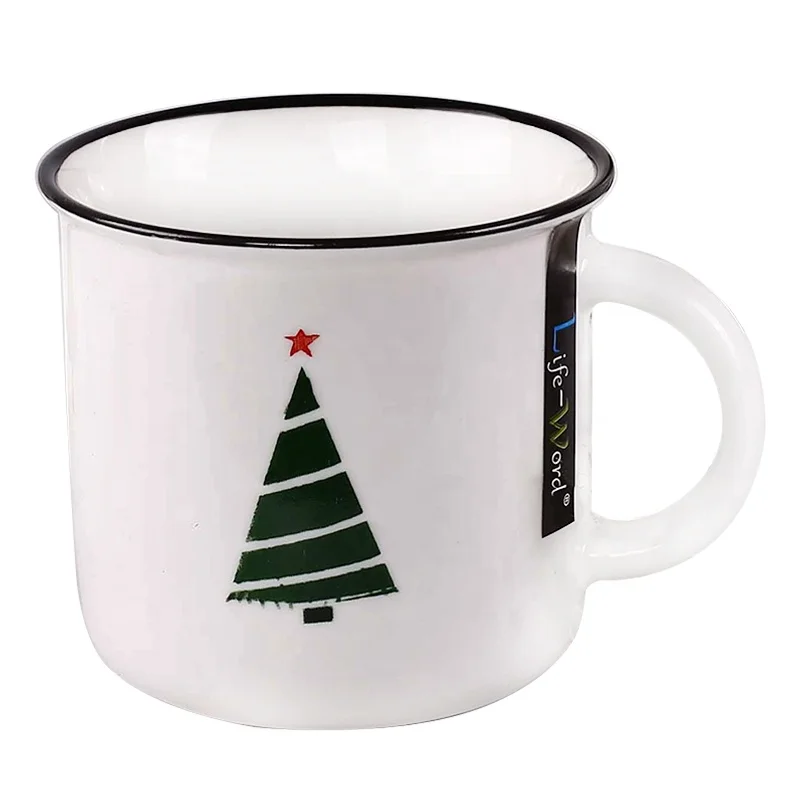 Ceramic Christmas Cup Gift Set Unique Souvenir Gift Small Christmas Decoration Items Handmade White Customized Food Contact Safe