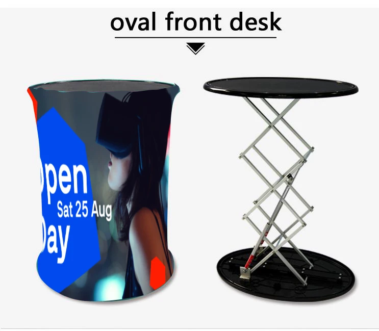High quality Foldable aluminum Custom Trade Show table Display stand oval pop up counter