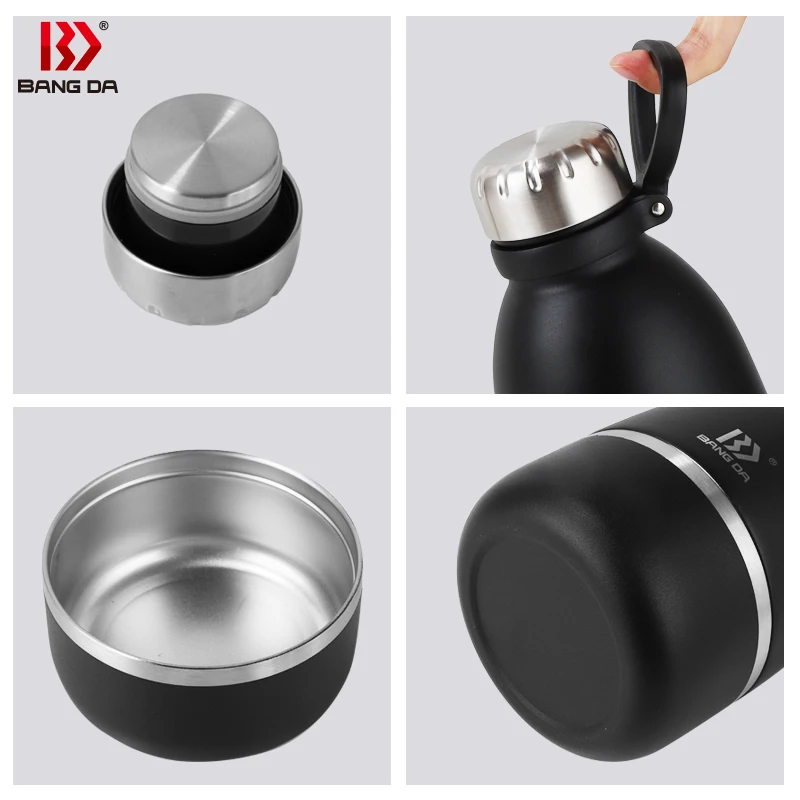 Patent Design stainless steel vacuum dog bottle with rotated bottom bowl for multipurpose usage