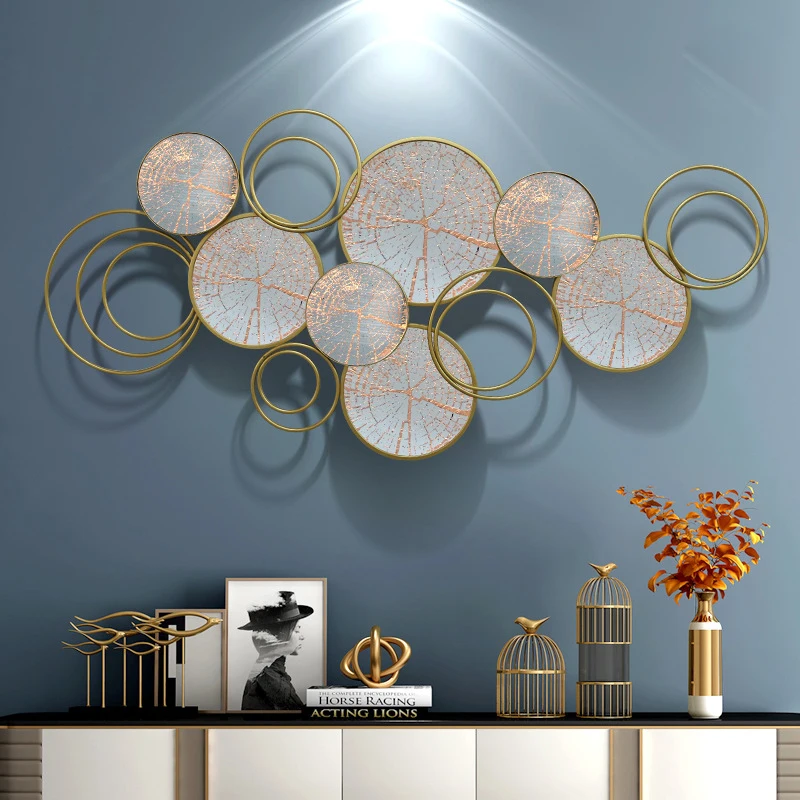 Home hotel nordic style decorative wrought iron multi circles metal wall decor arts