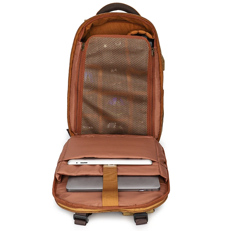 Retro Camera/video Bags Large Waxed canvas Dslr Waterproof Camera Backpack for Photography with Laptop Compartment