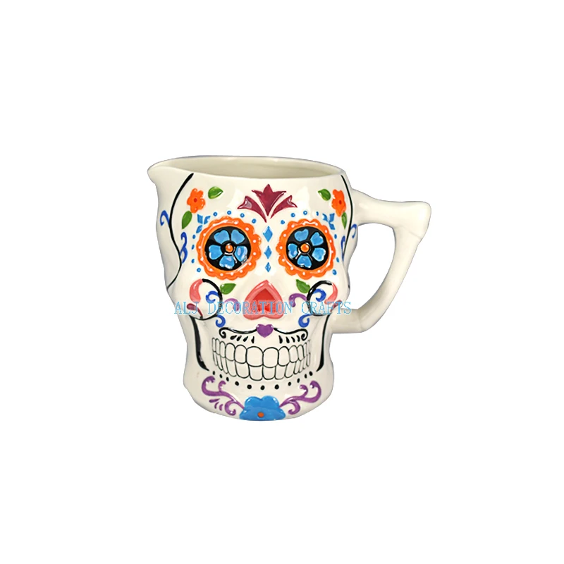 Custom Ceramic 3D Coffee Cup Scary Creative Handmade Halloween Day of The Dead Skull Shaped Mugs