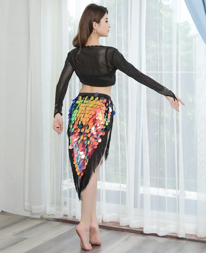 Bestdance Belly Dance Skirt Festival Sequins Costume Arabian Dance Wear Performance Skirt