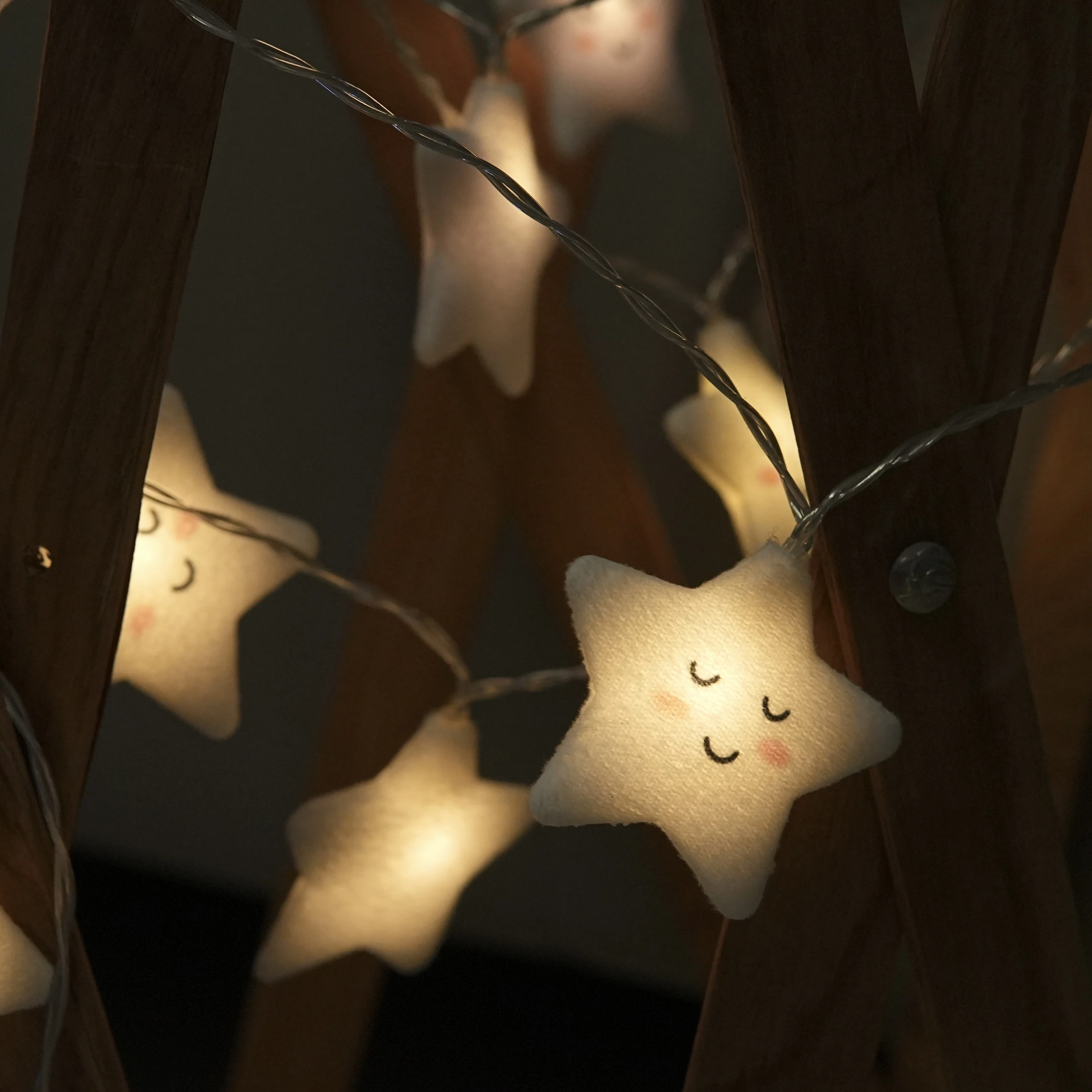 Top Sale  10 20 LED Battery  USB power  Room Light  Baby Kids Cute Star Face Lamp Corridor Decor Star Led String Lights