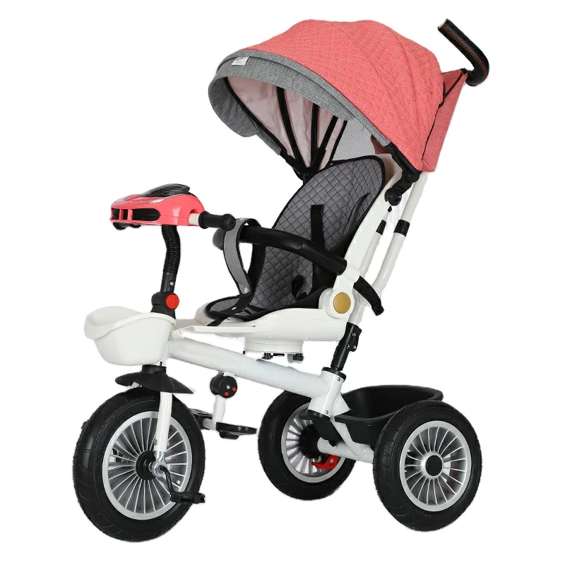 Hot Sale Children Tricycle Kid Tricycle Stroller With Canopy Push Bar And Rear Basket for Storage With Fast Delivery
