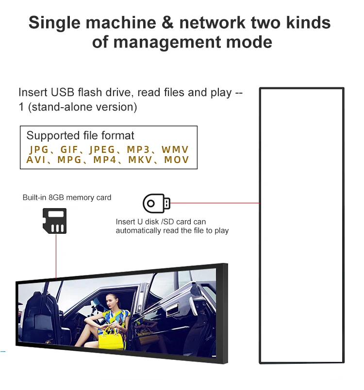 Full HD Customized Different Size Ultra Wide Monitor Touch Screen Digital Display Stretched Bar Lcd  For Supermarket