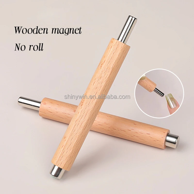 No Roll Nail Magnet Tool Double Head Wooden Art Super Strong Polish  Gel Cat Eye Design Magnetic DIY Manicure Magnet Stick
