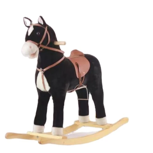 Wholesale Plush Simulation White Brown Rocking Horse For Baby