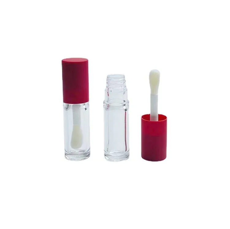 New Arrival Round Plastic Tube Empty Container Large Size Lip Glaze Tube with Big Wand Brush 6ML Lipgloss Tubes for Customize