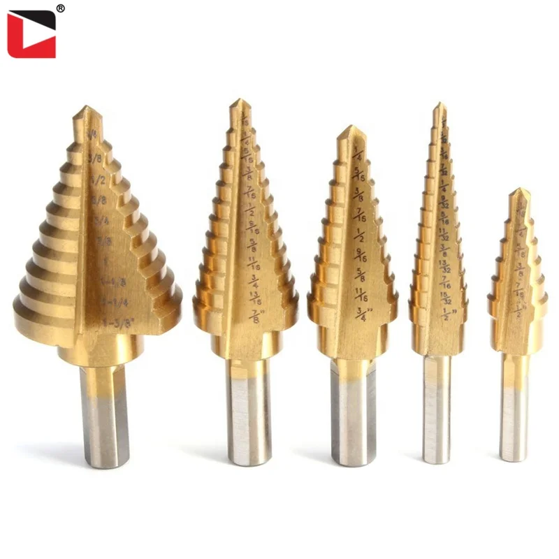 5pcs Hss multiple hole 50 sizes high speed steel titanium coated step drill bit set